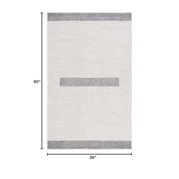 SAFAVIEH Natura Collection Accent Rug - 3' x 5', Ivory & Dark Grey, Handmade Flat Weave Modern Strip...