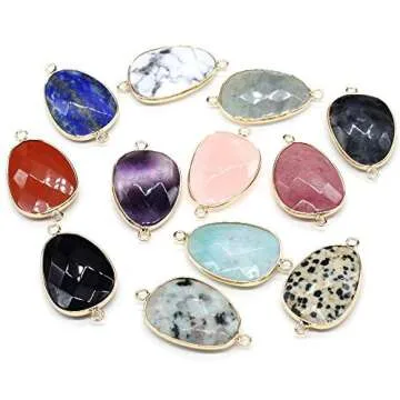 Zotoone Natural Crystal Stone Pendants Charm Gemstones Links for Jewelry Making - 5Pcs