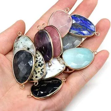 Zotoone Natural Crystal Stone Pendants - 5Pcs Jewelry Connectors