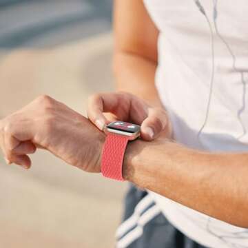 Silicone Braided Solo Loop Compatible with Apple Watch Band 38mm 40mm 41mm 42mm 44mm 45mm 46mm 49mm,...