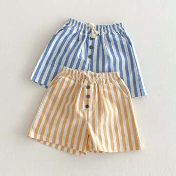 Ashmyova Classic Lightweight Summer Toddler Shorts for Boys - 2Pcs