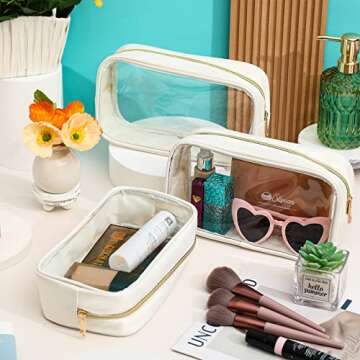 Cunno 9 Pcs Clear Makeup Bags - Large Customizable Pouches for Every Need