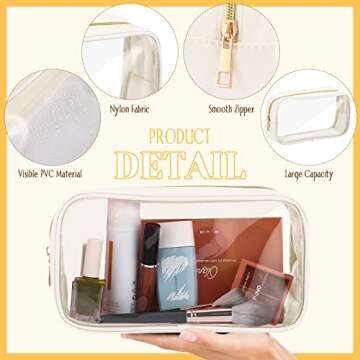 Cunno 9 Pcs Clear Makeup Bag Set - Large Waterproof Pouches