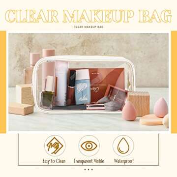 Cunno 9 Pcs Clear Makeup Bag Set - Large Waterproof Pouches