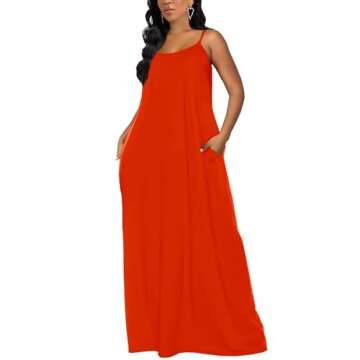 Womens Maxi Dresses for Summer Spaghetti Strap Long Dress Valentines Outfits Red M