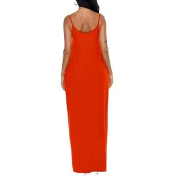 Womens Maxi Dresses for Summer Spaghetti Strap Long Dress Valentines Outfits Red M