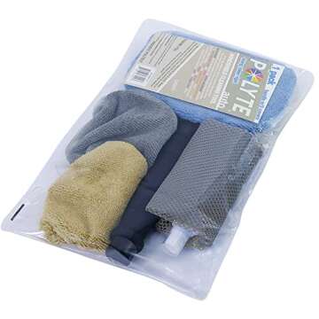 POLYTE Pivoting Windshield Glass Cleaning Tool Extendable Aluminum Handle w/3 Premium Microfiber Covers