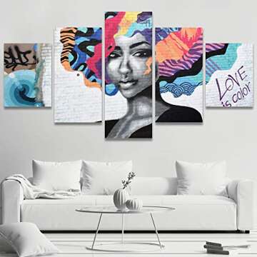 SIGNWIN Large Canvas Wall Art Triptych Street Graffiti Series - Love is Color Abstract Plants Illustrations Impressionism Panoramic Relax/Calm Multicolor for Living Room, Bedroom, Office - 60"x32"