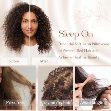 Yanibest Satin Pillowcase, Silk Pillow Cases for Hair and Skin with Zipper, Queen Pillow Cases Set of 2 for 20"x30", Exquisite Packaging for Women Men