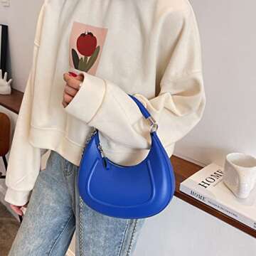 Crescent-shaped Handbags for Women with Chain, PU Tote Bag, Women's Crossbody Handbags, Small Purse ...