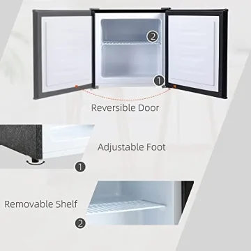 HOMCOM Mini Freezer Compact 1.1 Cu.Ft Black