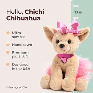 Bearington Chichi Chihuahua Stuffed Animal Toy - Adorable Puppy in Tutu