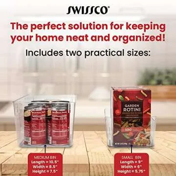 Swissco Clear Storage Bins Set of 6 Plastic Bins for Home Organization | Under Bed Storage Bins | Nesting Bins: 3 Medium Bins and 3 Small Bins