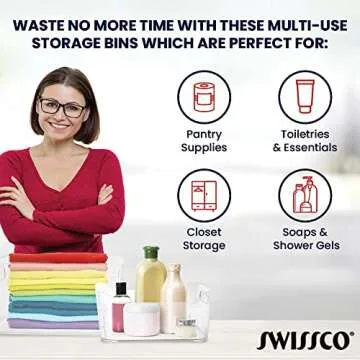 Swissco Clear Storage Bins Set of 6 Plastic Bins for Home Organization | Under Bed Storage Bins | Nesting Bins: 3 Medium Bins and 3 Small Bins