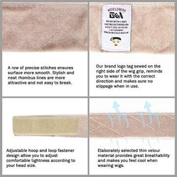 gexworldwide GEX Wig Grip Band Flexible Velvet Scarf Head Hair Band Wig Band with Adjustable Fastern (Beige)