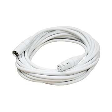 Audio 2000s E80125 XLR Male to XLR Female 25 Feet White Color Microphone Cable
