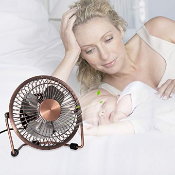 MerLerner 4" USB Desk Fan Retro Bronze Quiet Cooling Fan