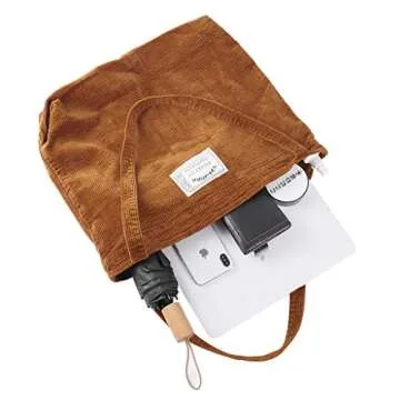 YARUODA Women Shoulder Handbags Casual Hobo Bags Corduroy Shopper Tote Bag, Brown
