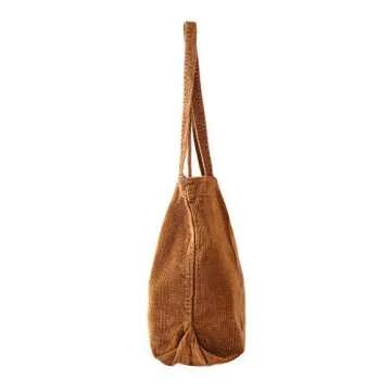YARUODA Women Shoulder Handbags Casual Hobo Bags Corduroy Shopper Tote Bag, Brown