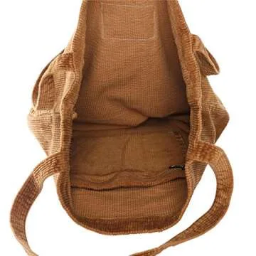 YARUODA Women Shoulder Handbags Casual Hobo Bags Corduroy Shopper Tote Bag, Brown
