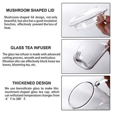 Premium Glass Tea Infuser Cup with Strainer and Lid