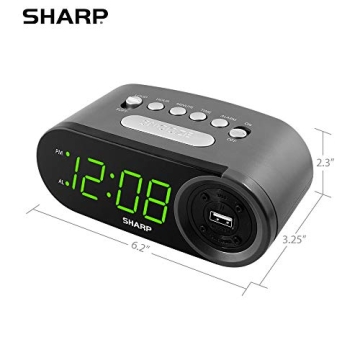 Sharp Digital Alarm Clock with USB Charger - Easy to Use