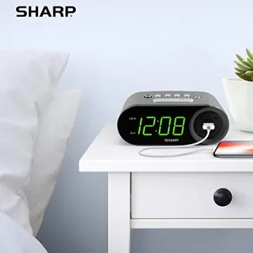 Sharp Digital Alarm Clock with USB Charger - Easy to Use
