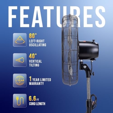 Tornado 20 Inch High Velocity Metal Oscillating Fan