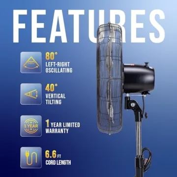 Tornado 20 Inch High Velocity Metal Oscillating Fan