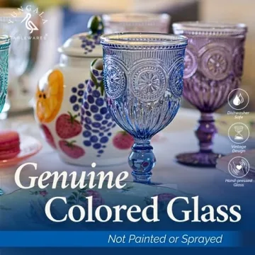 Genuine Blue Glass Vintage Goblets - Set of 6 Elegant Drinkware