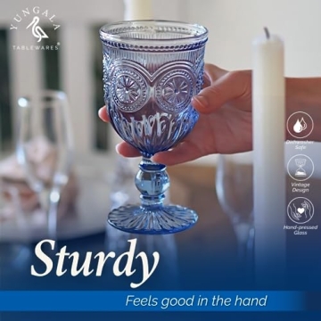 Genuine Blue Glass Vintage Goblets - Set of 6 Elegant Drinkware