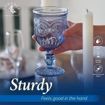 Genuine Blue Glass Vintage Goblets - Set of 6 Elegant Drinkware