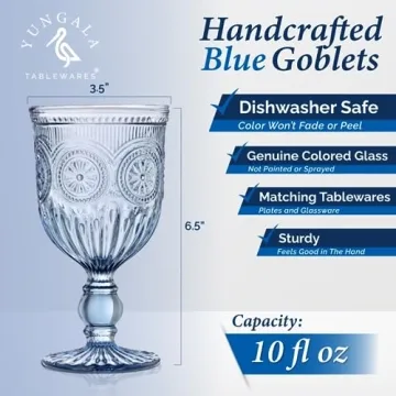 Genuine Blue Glass Vintage Goblets - Set of 6 Elegant Drinkware