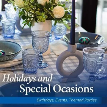 Genuine Blue Glass Vintage Goblets - Set of 6 Elegant Drinkware