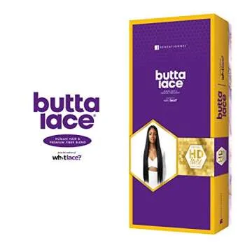 Sensationnel Butta lace HHM wigs - straight 32 inch human hair blend extra wide 5 inch parting preplucked hairline glueless lacefront (2 DARKBROWN)