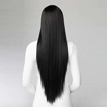 Sensationnel Butta lace HHM wigs - straight 32 inch human hair blend extra wide 5 inch parting preplucked hairline glueless lacefront (2 DARKBROWN)