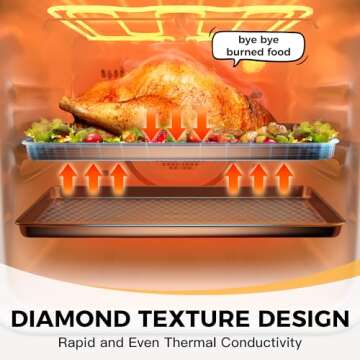 HONGBAKE 2 Pack Half Sheet Baking Pans,Non Stick Baking Sheet for Oven, 57% Thicker Carbon Steel Cookie Sheets for baking, 17.5" x 12" Cookie Trays