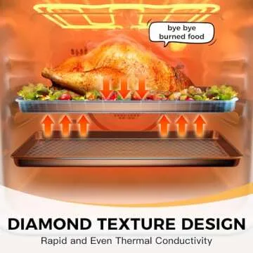 HONGBAKE 2 Pack Half Sheet Baking Pans,Non Stick Baking Sheet for Oven, 57% Thicker Carbon Steel Cookie Sheets for baking, 17.5" x 12" Cookie Trays