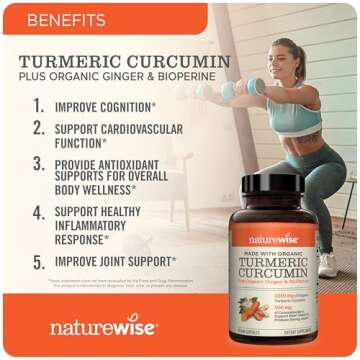 NatureWise Curcumin Turmeric 2250mg - 95% Curcuminoids & BioPerine Black Pepper Extract for Advanced...