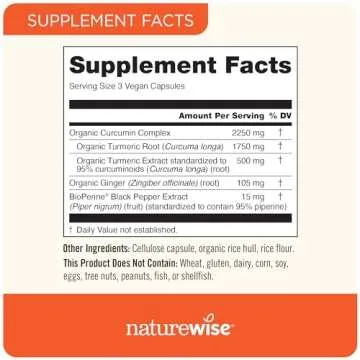NatureWise Curcumin Turmeric 2250mg - 95% Curcuminoids & BioPerine Black Pepper Extract for Advanced Absorption - Daily Joint and Immune Health Support - Vegan, Non-GMO, 180 Count[60-Day Supply]