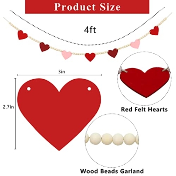 Beautiful DAZONGE Wood Bead Garland for Valentine Decor