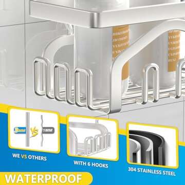 Coraje Shower Organizer - 5-Pack No Drill Rustproof Storage