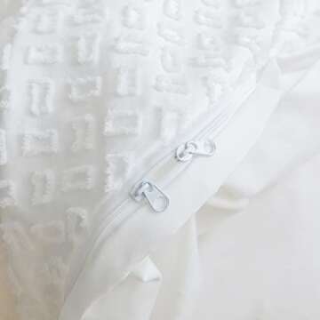 JELLYMONI White Duvet Cover Set-Tufted Soft Microfiber 3 Pieces Luxury Rectangle Embroidery Duvet Cover,with Zipper Closure & Corner Ties. Solid Color Breathable Duvet Cover King Size(No Comforter)