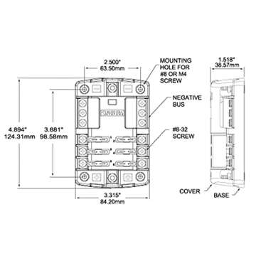Blue Sea Systems 5025 ST Blade Fuse Block 6 Circuit with Ground and Cover