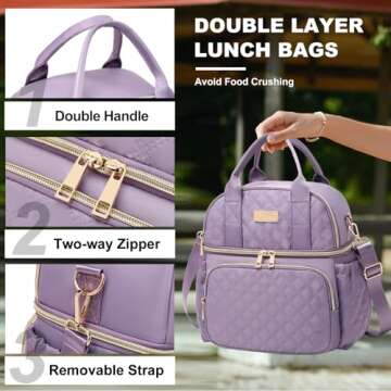 AIJIEKE Lunch Bag - Dual Compartment Insulated Lunch Box for Men & Women