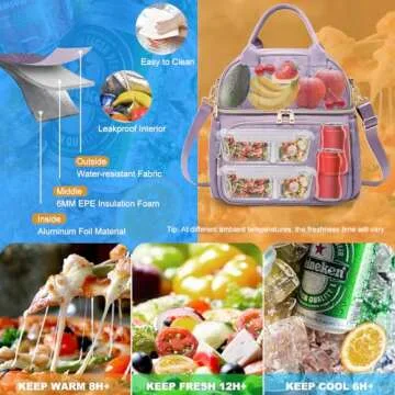 AIJIEKE Dual Compartment Insulated Lunch Bag
