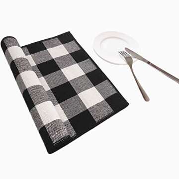 UKELER Placemats Set of 6 - Buffalo Check Plaid Cotton Woven Mats, Washable & Heat Insulation