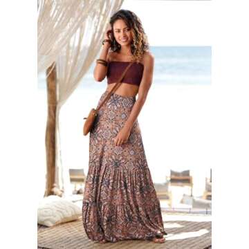 LASCANA Women's Smocked Maxi Dress – Convertible Style