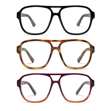 Stylish AMOMOMA 3 Pack Oversized Aviator Reading Glasses with Blue Light Blocking