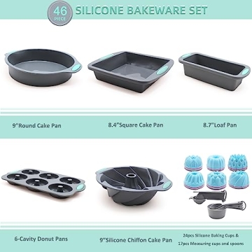Tongjude 46 Piece Non-Stick Silicone Bakeware Set